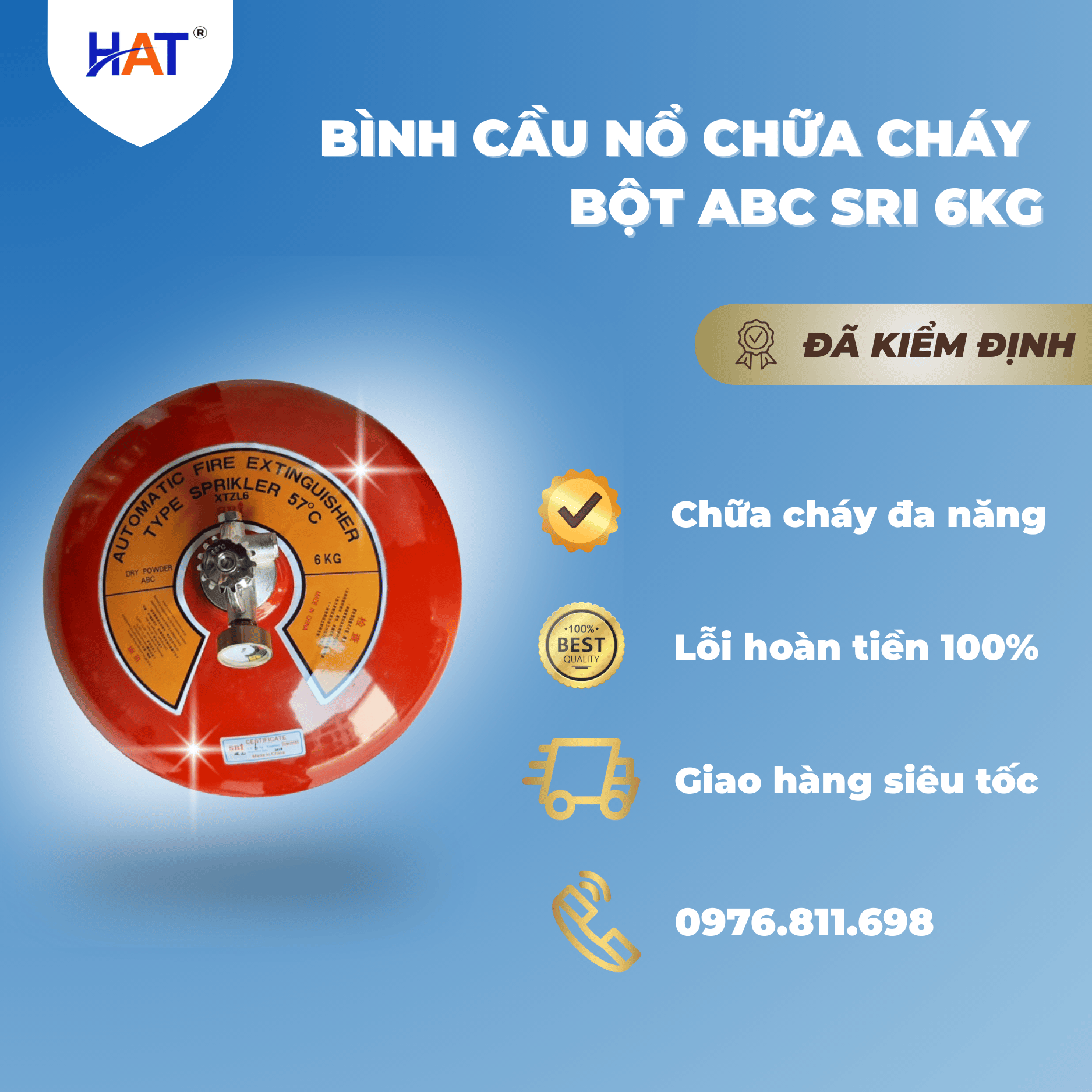 Bình cầu chữa cháy tự động 6kg TMK-VJ-ABC/AUTO 6KG 1 binh cau bot 6kg