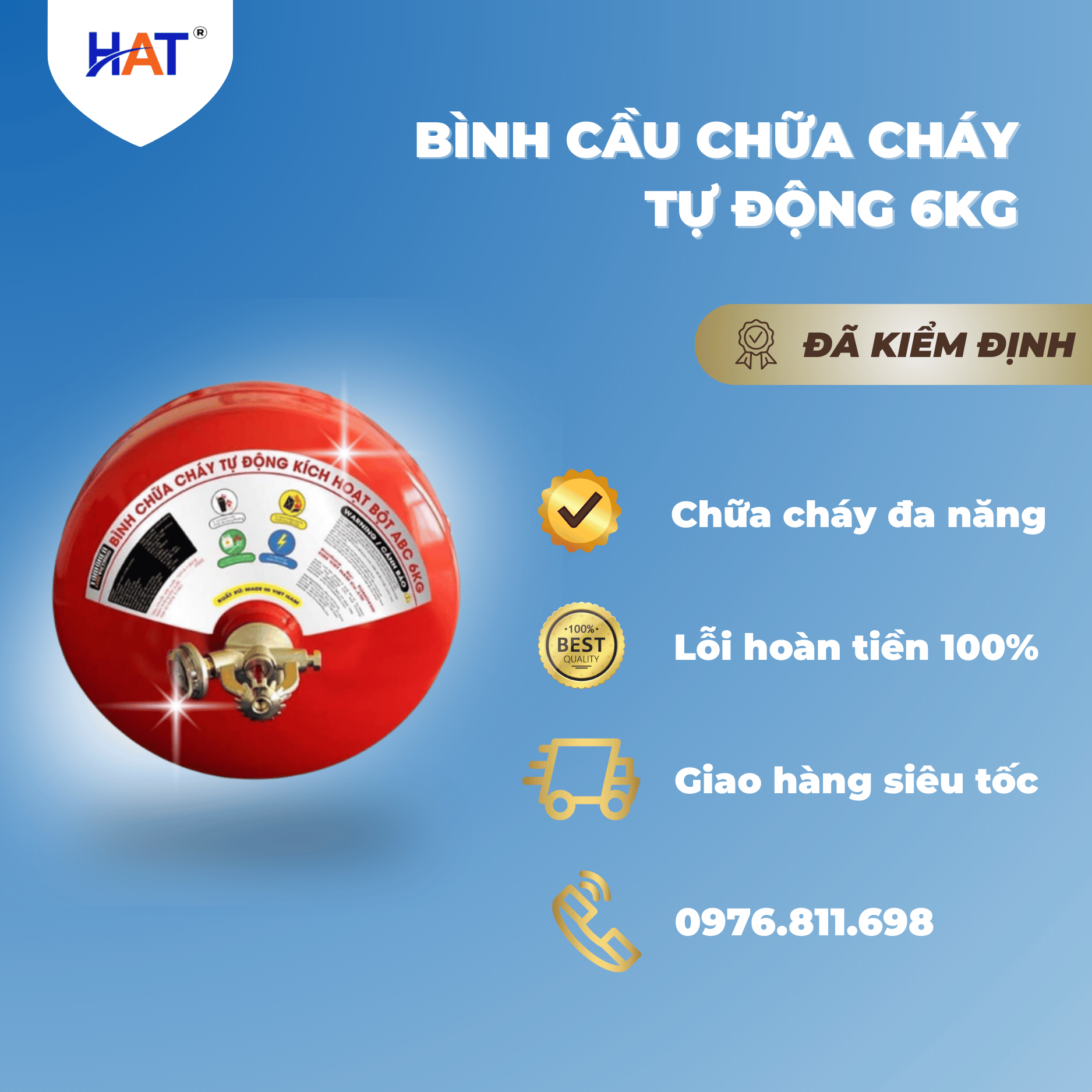 Bình cầu nổ chữa cháy bột ABC SRI 6KG 1 binh cau tu dong 6kg