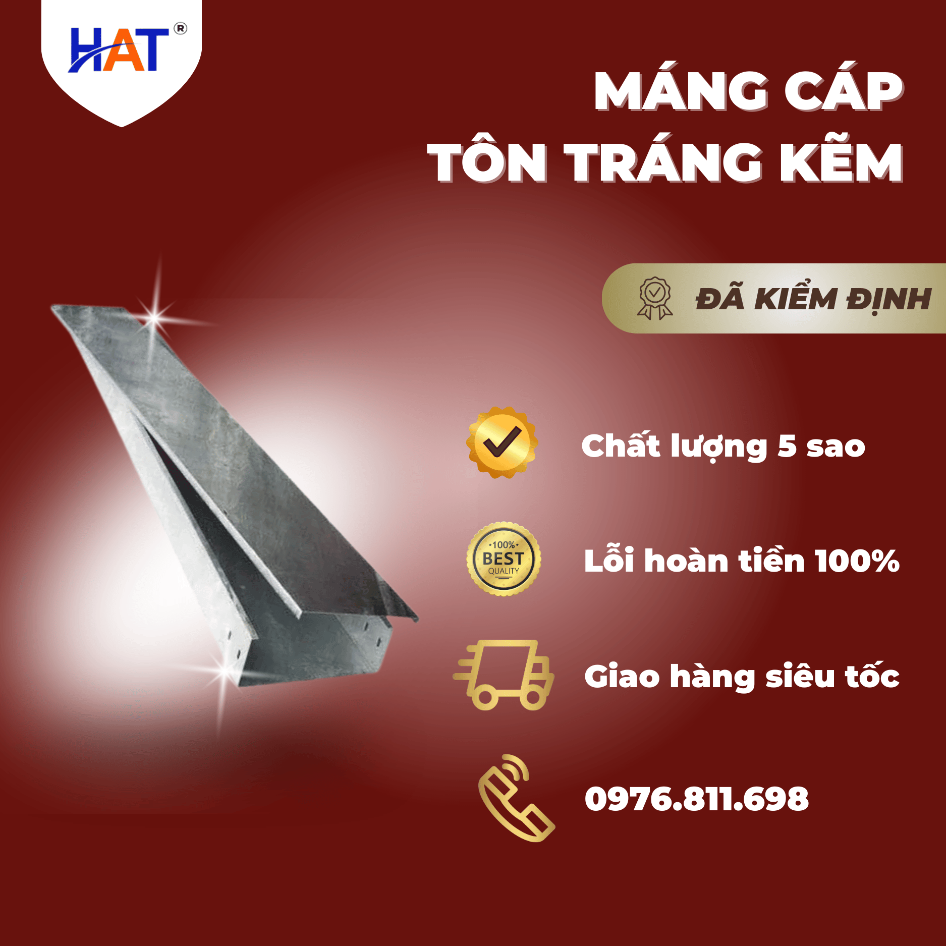 Máng cáp tôn tráng kẽm 1 MC ton trang kem