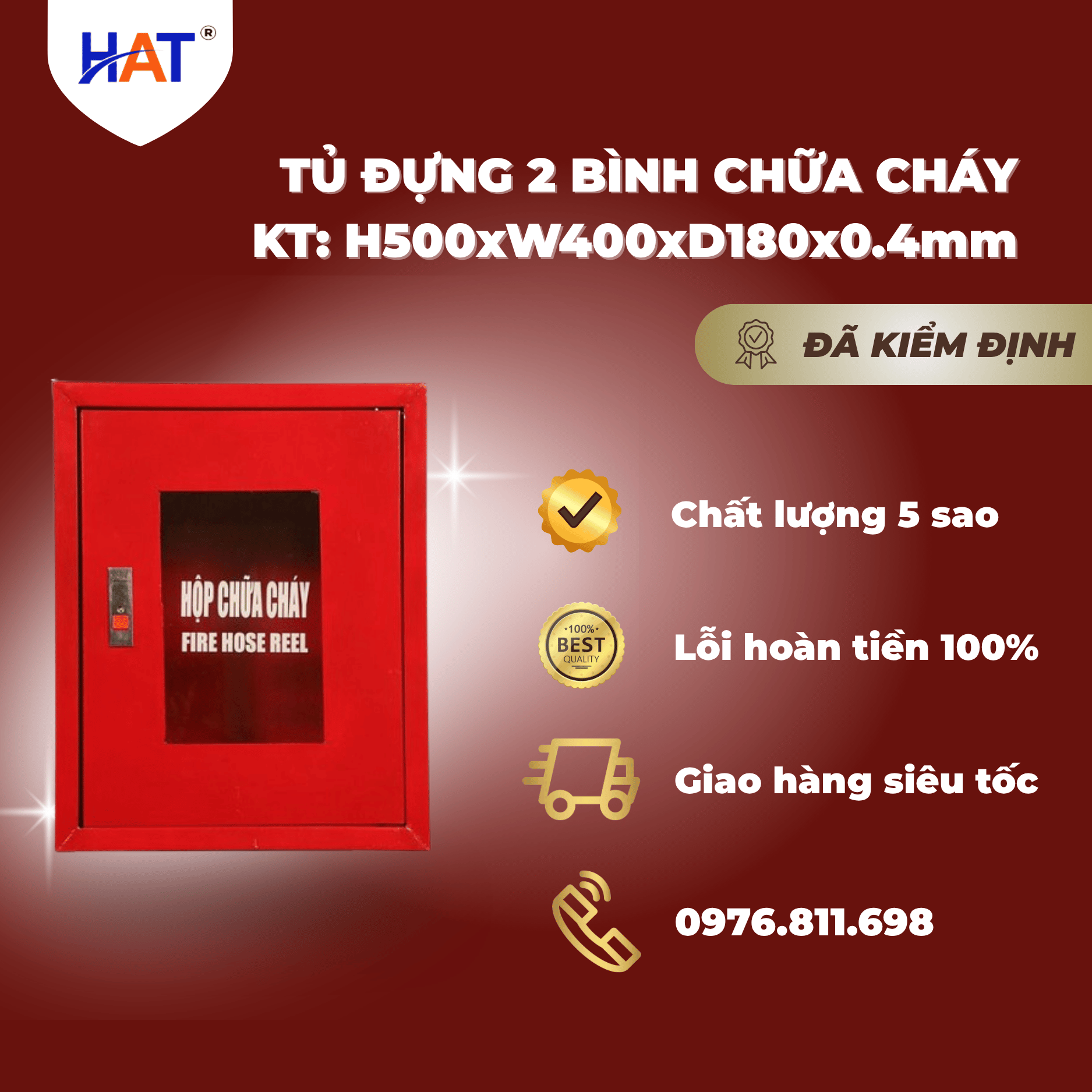 Tủ chữa cháy H500xW400xD180x0.4 mm 1 Tủ chữa cháy 500x400x180x0.4mm