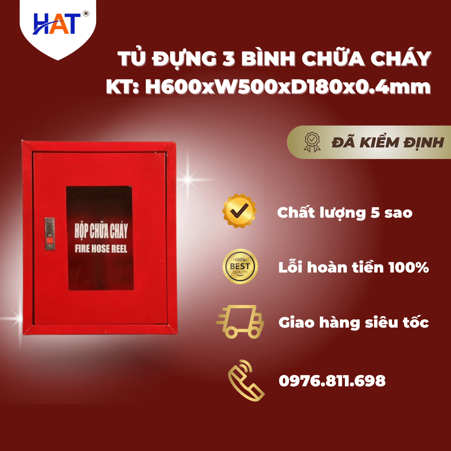 Tủ chữa cháy H600xW500xD180x0.4 mm 1 tu 60x50 1
