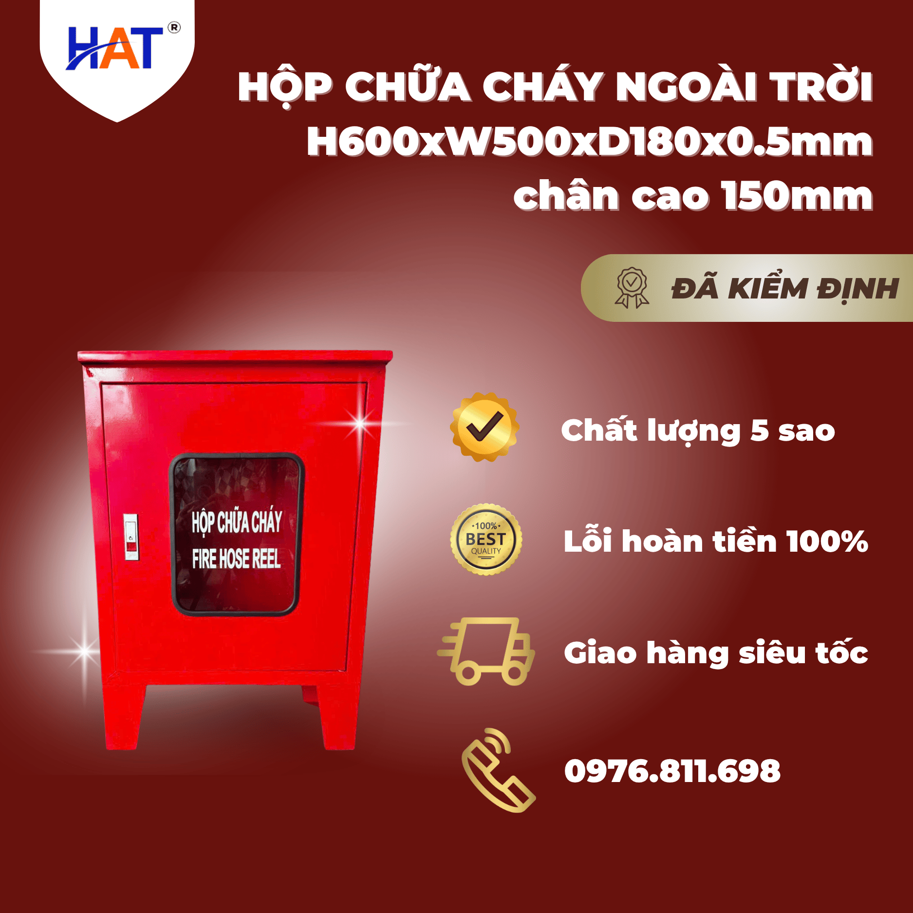 Tủ chữa cháy ngoài trời H600xW500xD180x0.4mm 1 tu ngoai troi 60x50 1